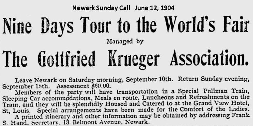Nine Days Tour to the World's Fair
June 12, 1904
