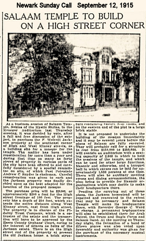 Salaam Temple to Build on a High Street Corner
1915
