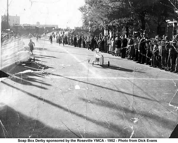 Soap Box Derby 1952
Roseville Soap Box Derby 1952 at the Viaduct on Seventh Avenue. My Soapbox was the  white one on the left, I won a third place trophy and a pair of strap-on roller skates. The Trophy was donated by Newark Commissioner, Stephen J Moran. The race was sponsored by the Roseville YMCA and  the photo was taken by Jack Horn, He had a studio on Roseville Avenue near the railroad switching tower. The next year I won a larger second place trophy and a  portable radio (Westinghouse, I Think).
