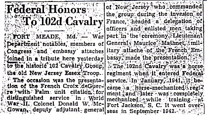 Federal Honors to 102nd Cavalry
