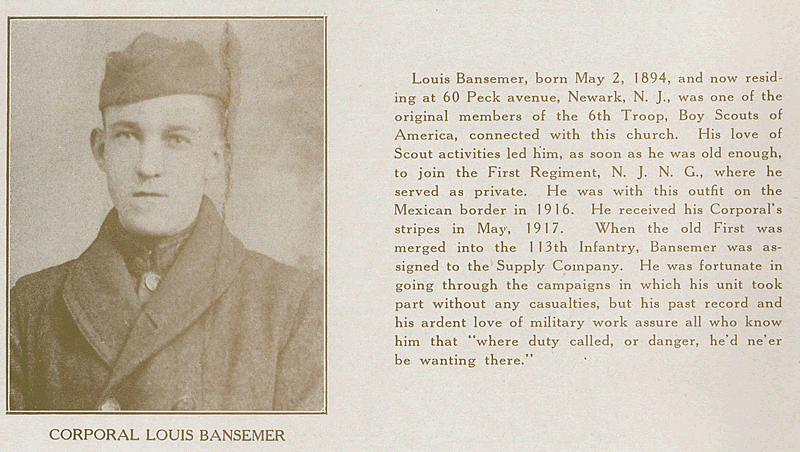 Bansemer, Corporal Louis
From "World War Veterans of the Phi Epsilon Club" 
1919
