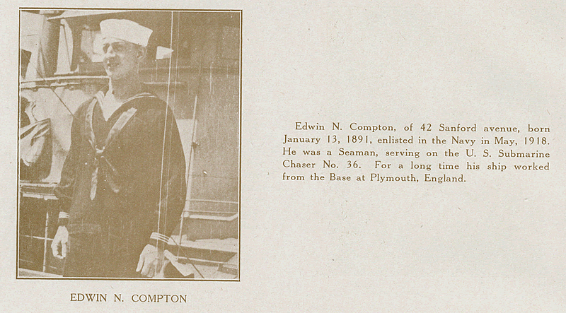 Compton, Edwin N.
From "World War Veterans of the Phi Epsilon Club" 
1919  
