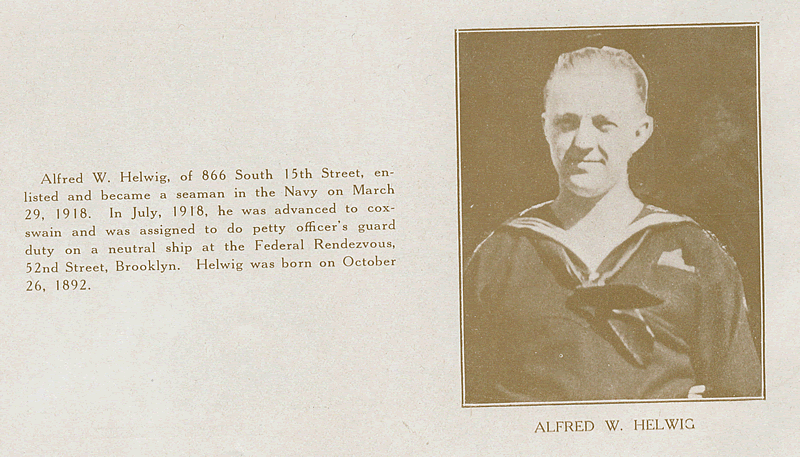 Helwig, Alfred W.
From "World War Veterans of the Phi Epsilon Club" 
1919  
