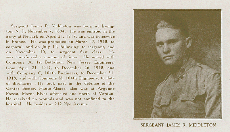 Middleton, Sergeant James R.
From "World War Veterans of the Phi Epsilon Club" 
1919  
