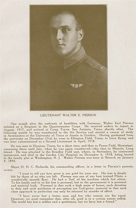 Pierson, Lieutenant Walter E.
From "World War Veterans of the Phi Epsilon Club" 
1919  
