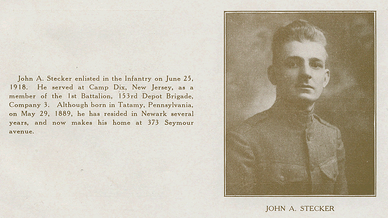 Stecker, John A.
From "World War Veterans of the Phi Epsilon Club" 
1919  
