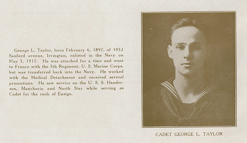 Taylor, Cadet George L.
From "World War Veterans of the Phi Epsilon Club" 
1919  
