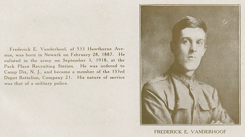 Vanderhoof, Frederick E.
From "World War Veterans of the Phi Epsilon Club" 
1919  
