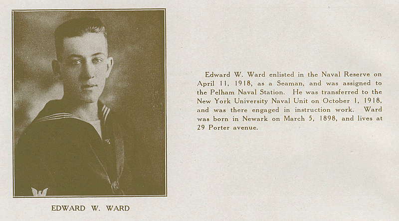 Ward, Edward W.
From "World War Veterans of the Phi Epsilon Club" 
1919  
