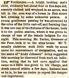 January 12, 1867 - Foundling
