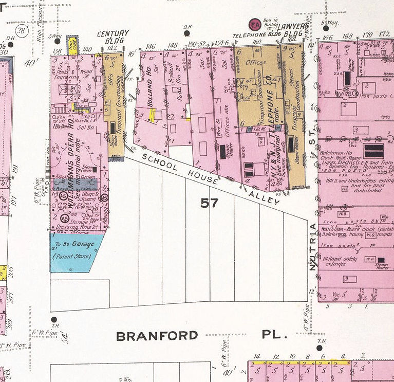 The white area is where the building was built.
