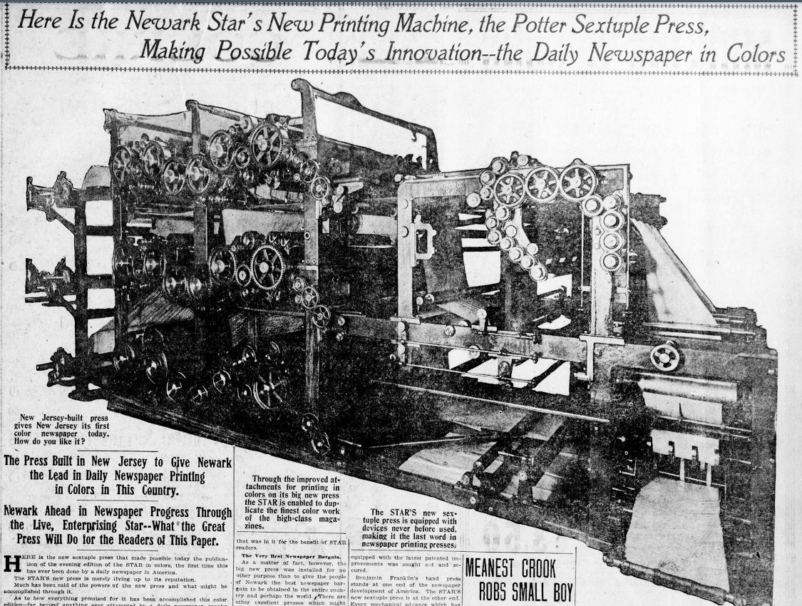 New Printing Machine
Newark Star 1909
