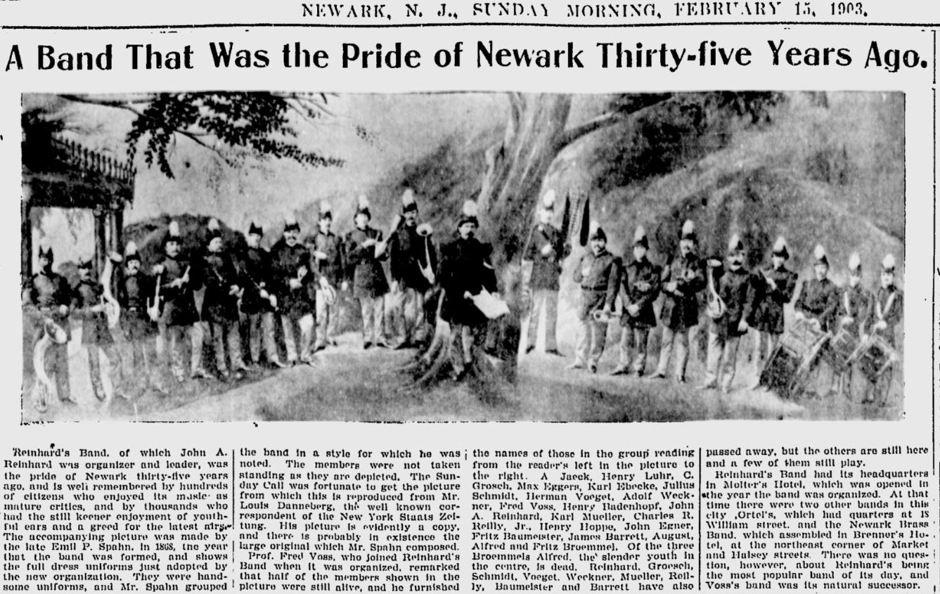 A Band that was the Pride of Newark Thirty-Five Years Ago
February 15, 1903
Newark Sunday Call
