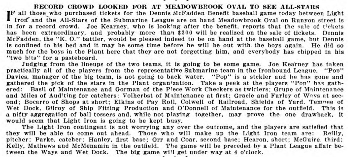 Record Crowd Looked For at Meadowbrook Oval to See All-Stars
Photo from Speed-Up Vol 3 No 16 May 1920
