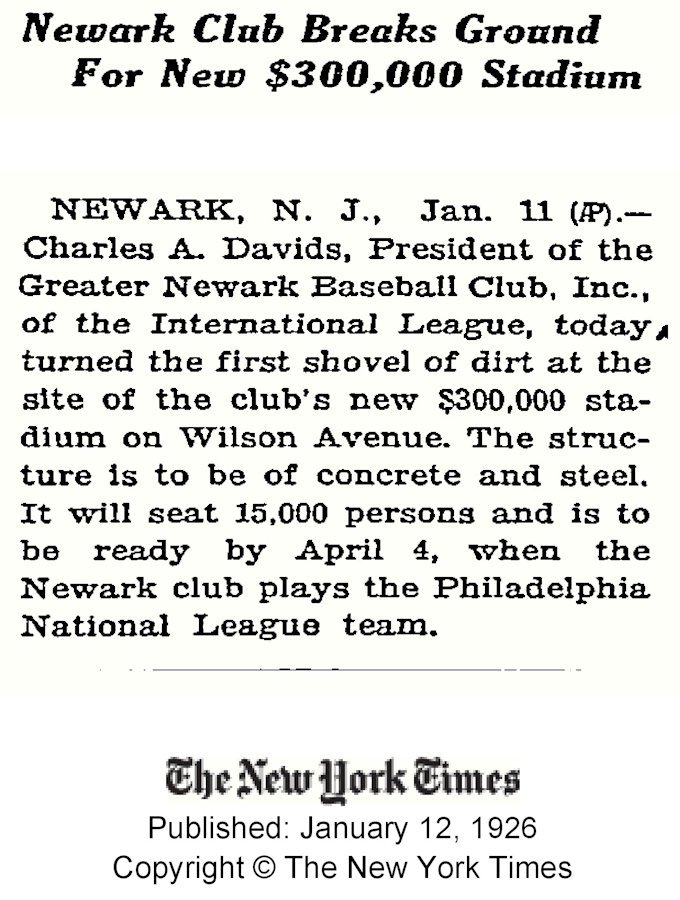 19260112 - Newark Club Breaks Ground for New $300,000 Stadium
January 12, 1926
The New York Times
