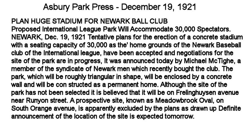 December 19, 1921
Proposed Site
