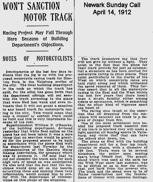 April 14, 1912
Won't Sanction Motor Track
