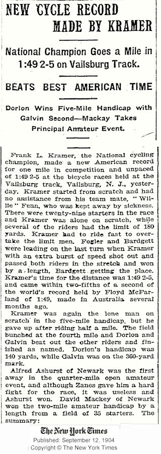 1904-09-12
New Cycle Record Made by Kramer
