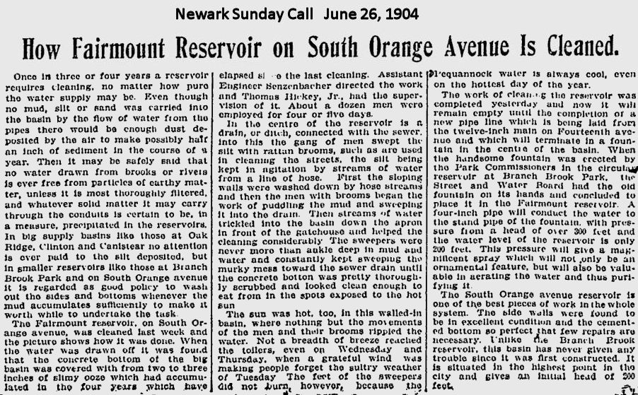 How Fairmount Reservoir on South Orange Avenue is Cleaned
June 26, 1904
