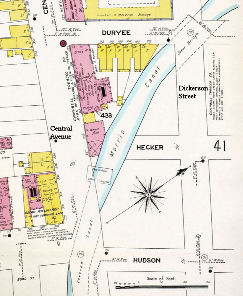 Central Avenue, Dickerson Street & Duryee Street
1908 Map
