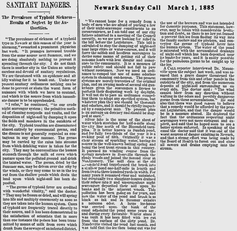 Sanitary Dangers
March 1, 1885
Newark Sunday Call
