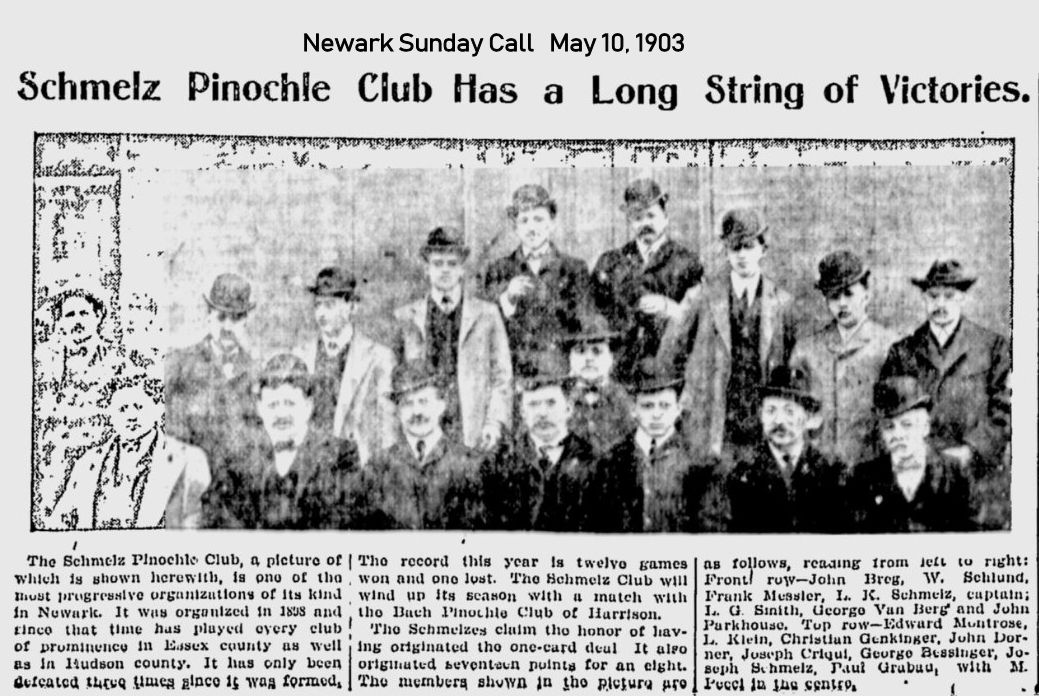 Schmelz Pinochle Club has a Long String of Victories
May 10, 1903
