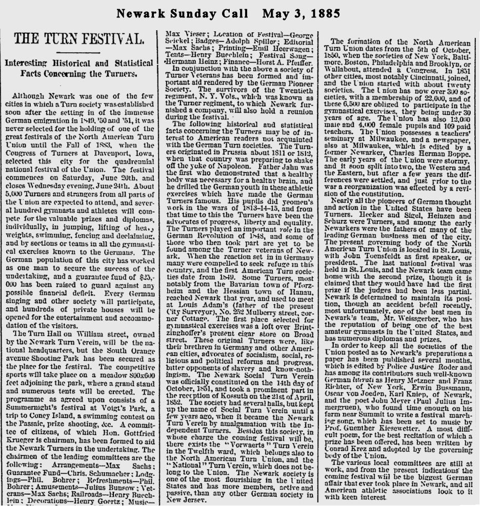 The Turn Festival
May 3, 1885
Newark Sunday Call
