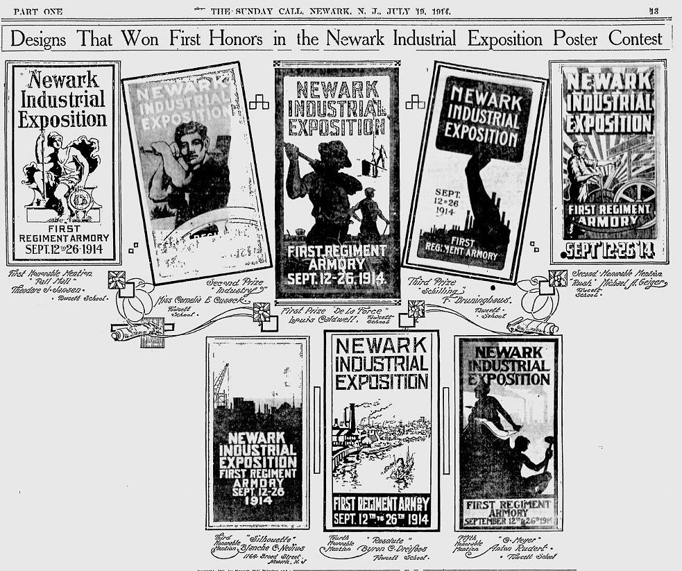 Designs That Won First Honors in the Newark Industrial Exposition Poster Contest
1914
