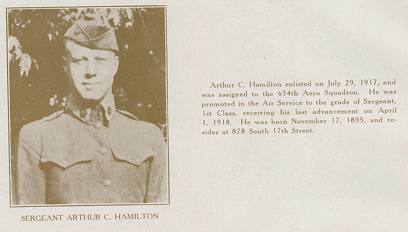 Hamilton, Sergeant Arthur C.
From "World War Veterans of the Phi Epsilon Club" 
1919  
