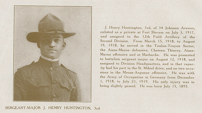 Huntington, Sergeant-Major J. Henry
From "World War Veterans of the Phi Epsilon Club" 
1919  
