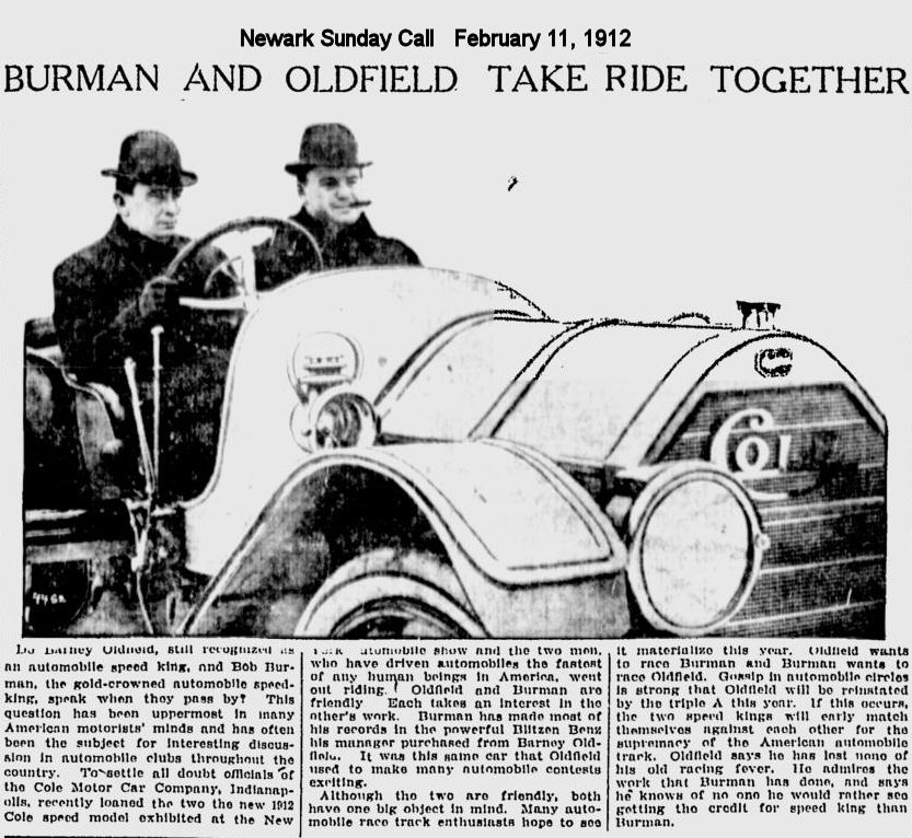 Burman & Oldfield Take Ride Together
February 11, 1912
