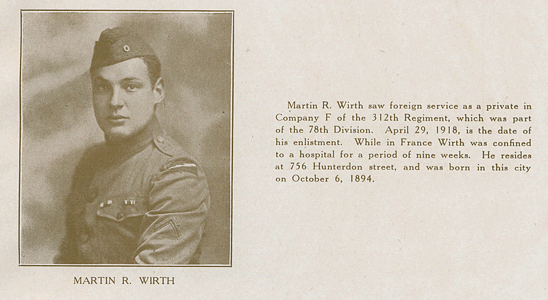Wirth, Martin R.
From "World War Veterans of the Phi Epsilon Club" 
1919  

