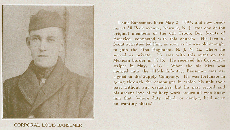 Bansemer, Corporal Louis
From World War Veterans of the Phi Epsilon Club, 1919
