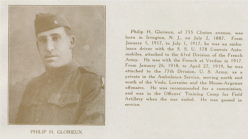 Glorieux, Philip H.
From World War Veterans of the Phi Epsilon Club, 1919
