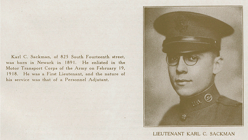 Sackman, Lieutenant Karl C.
From "World War Veterans of the Phi Epsilon Club"
