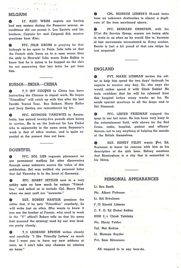 Page 2
Published by the Newark Y. M. & Y. W. H. A. for Men and Women
in the Armed Forces from Essex County.

Submitted by Nat Bodian
