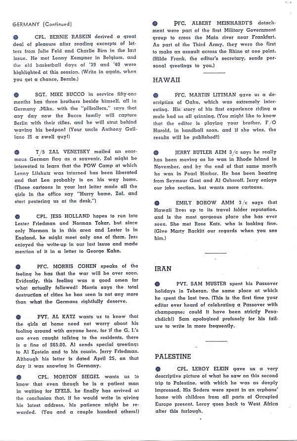 Page 8
Published by the Newark Y. M. & Y. W. H. A. for Men and Women
in the Armed Forces from Essex County.

Submitted by Nat Bodian
