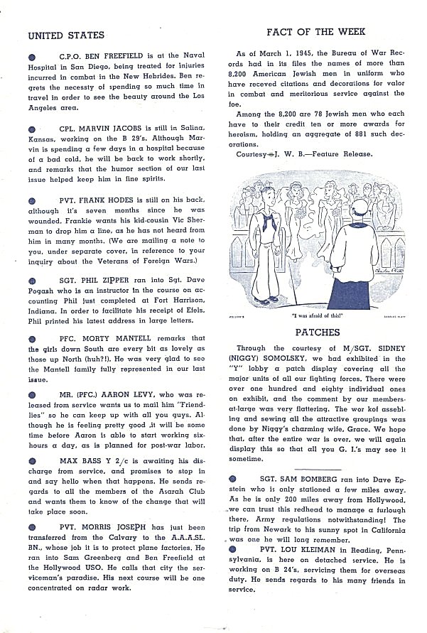 Page 11
Published by the Newark Y. M. & Y. W. H. A. for Men and Women
in the Armed Forces from Essex County.

Submitted by Nat Bodian


