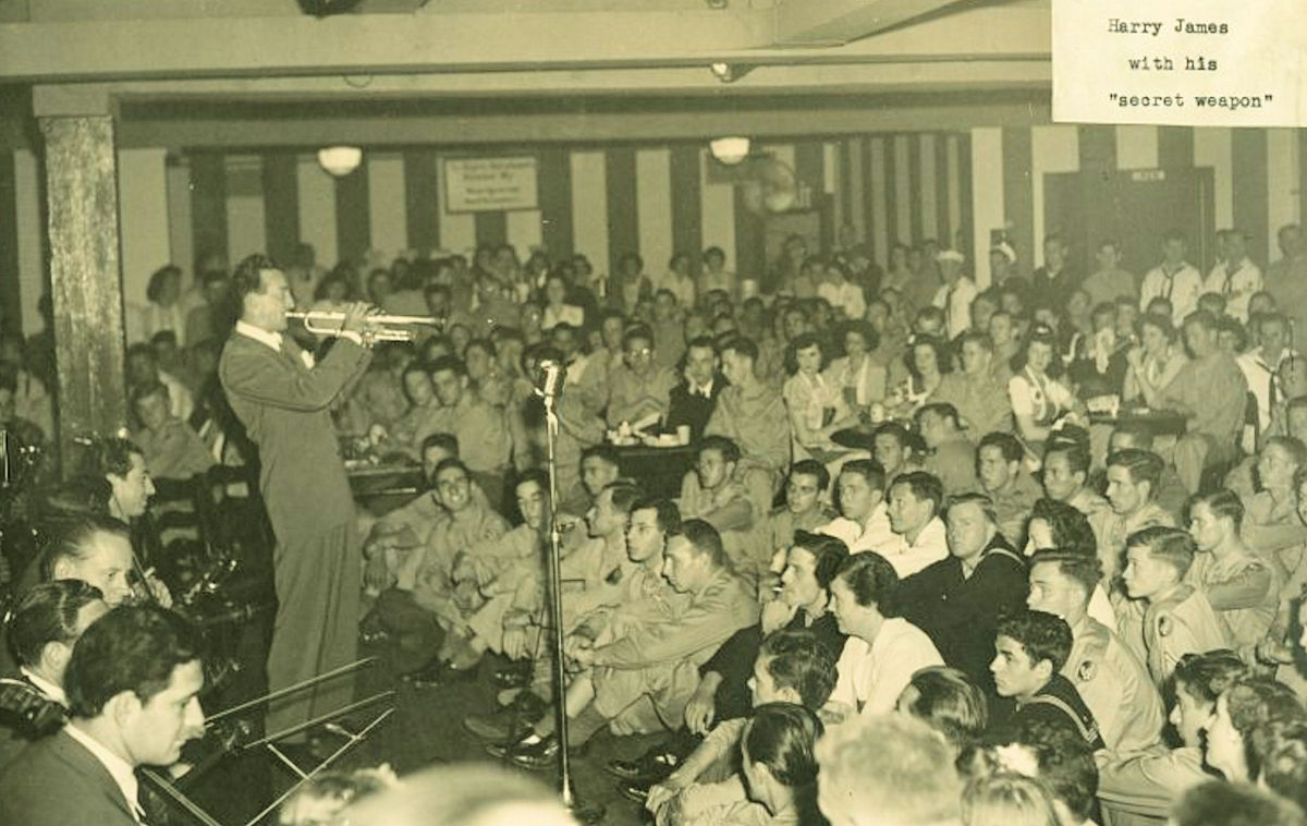 Stage Door Canteen
Harry James with his "secret weapon".
