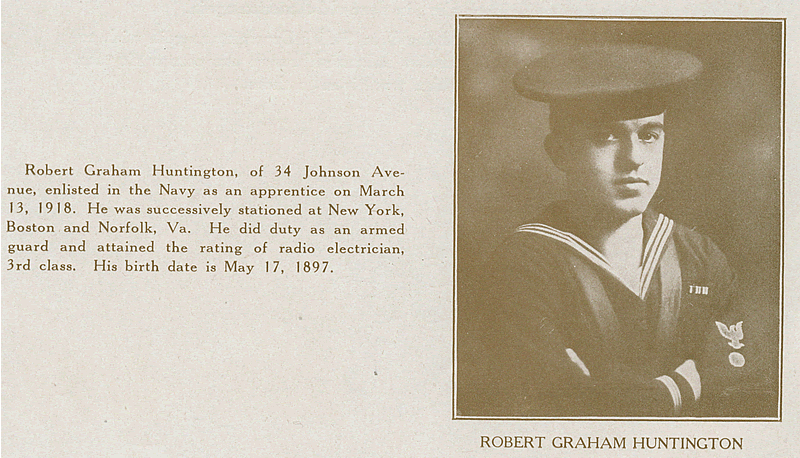 Huntington, Robert Graham
From World War Veterans of the Phi Epsilon Club 1919

