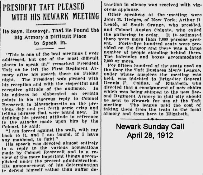 President Taft Pleased With His Newark Meeting
