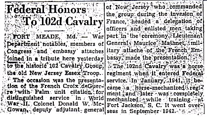 Federal Honors to 102nd Cavalry
