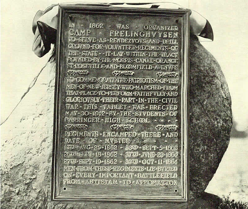 Tablet in Branch Brook Park
"Erected in Branch Brook Park, May 29, 1912 by the pupils of Barringer High School
Photo from; A History of the City of Newark
Lewis Historical Publishing Company"
