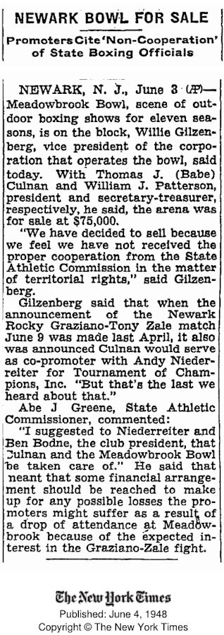 Newark Bowl For Sale
June 4, 1948
