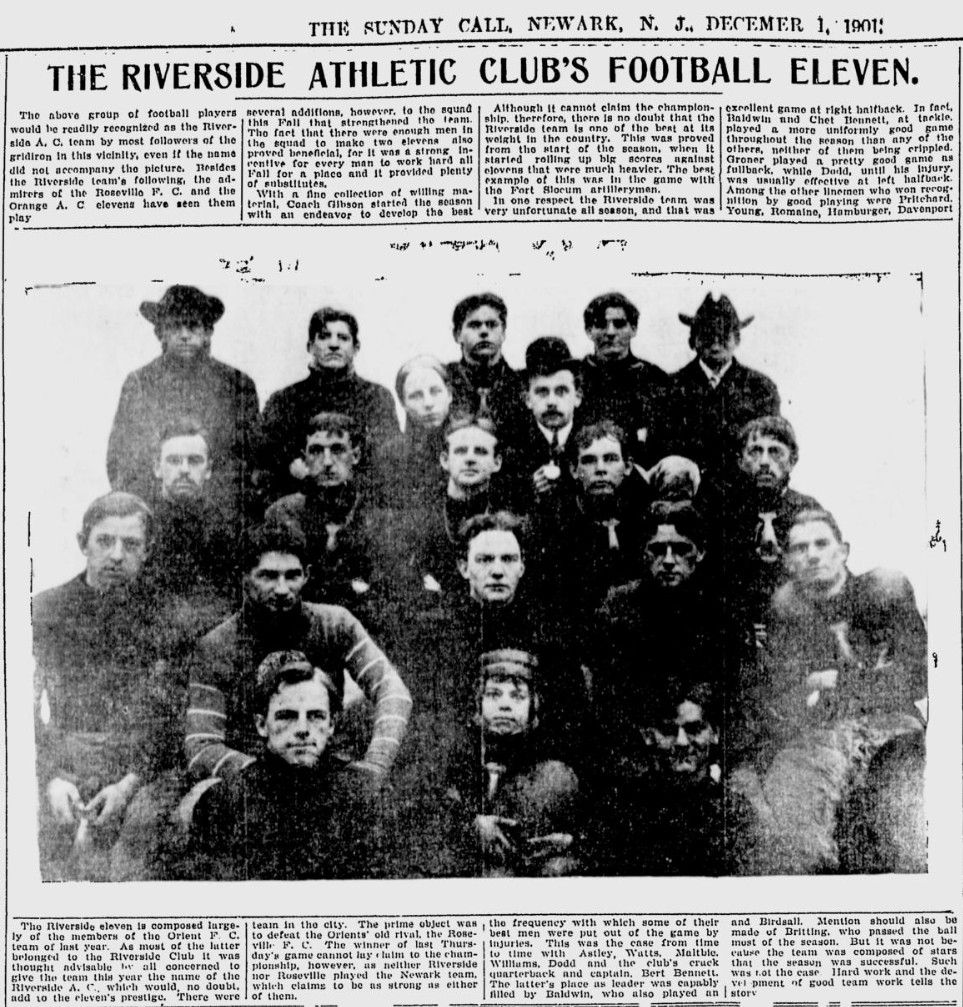 The Riverside Athletic Club's Football Eleven
December 1, 1901
