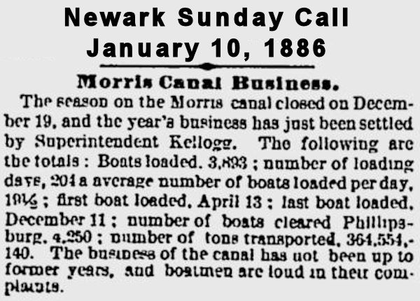 Morris Canal Business
January 10, 1886
Newark Sunday Call
